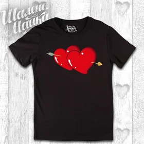 Прикольные футболки: Два сердца со стрелой